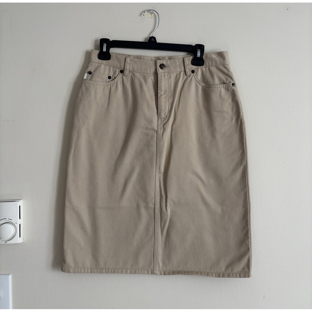 Vintage Lauren Jeans Co Womens 8 Equestrian A Line Skirt Khaki‎ Tan Cotton